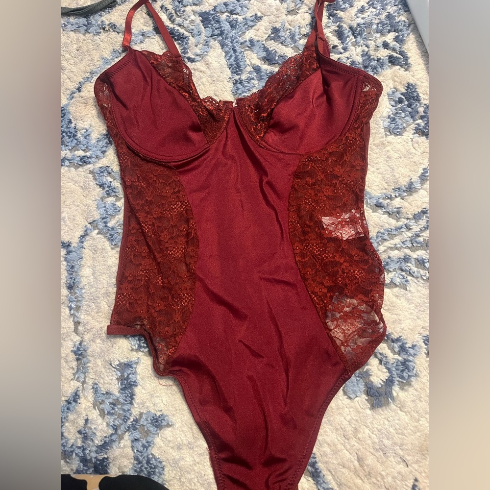 Charlotte Russe Burgundy Lace Bodysuit